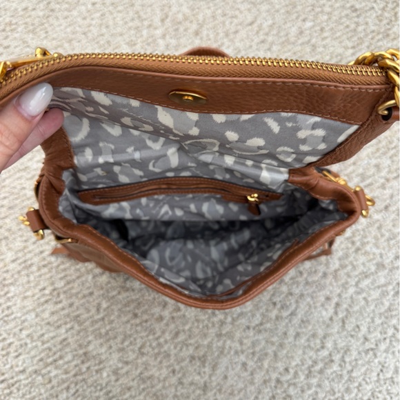 Aimee Kestenberg Tan Leather Backpack with Gold Chain - Picture 3 of 5